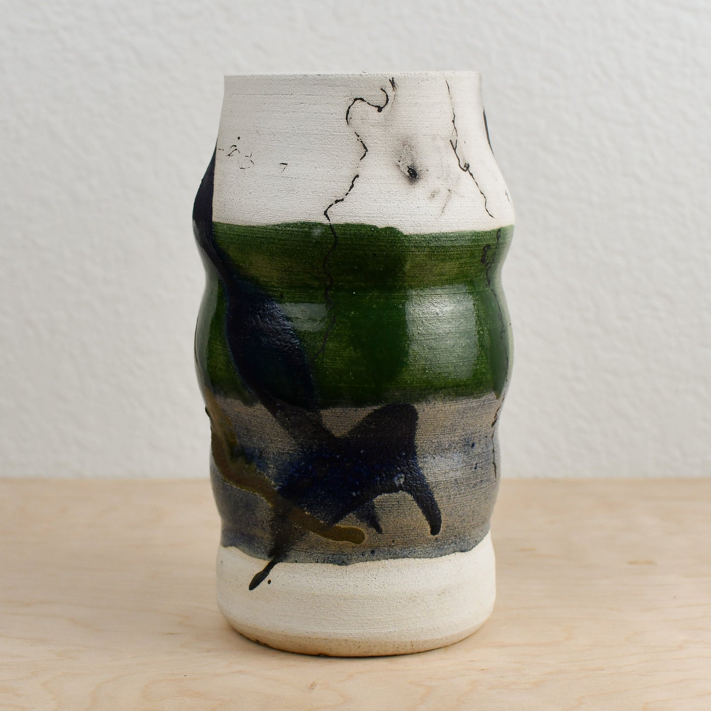 Blue and Green Raku Vase