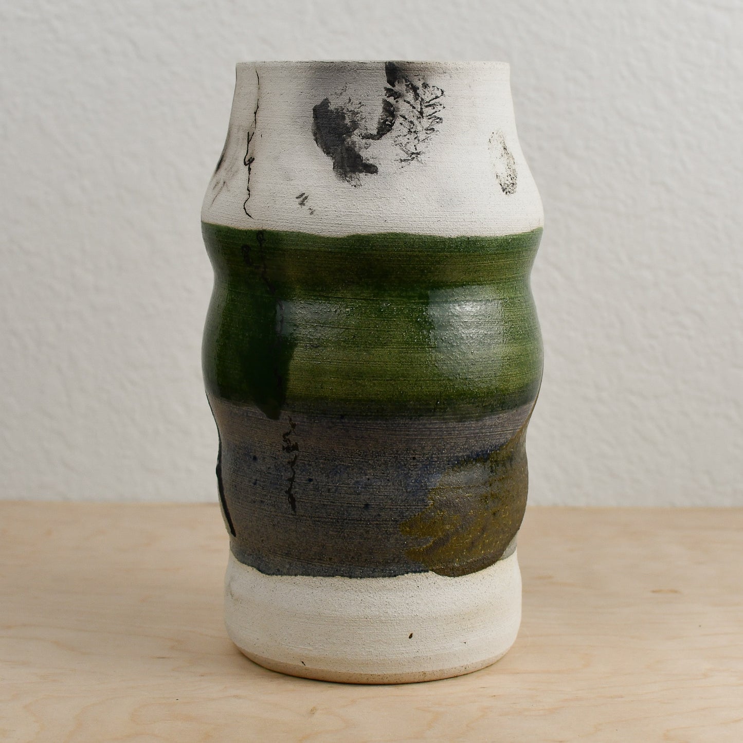 Blue and Green Raku Vase