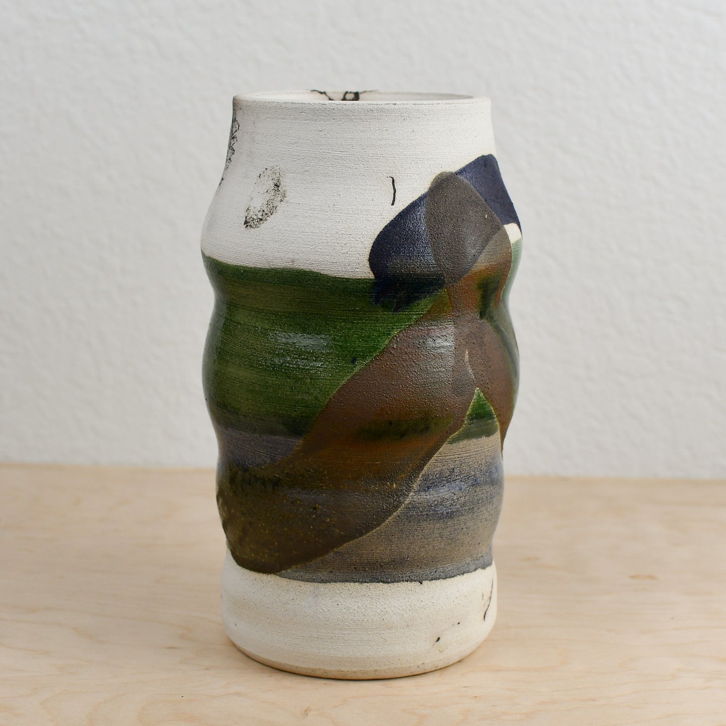 Blue and Green Raku Vase