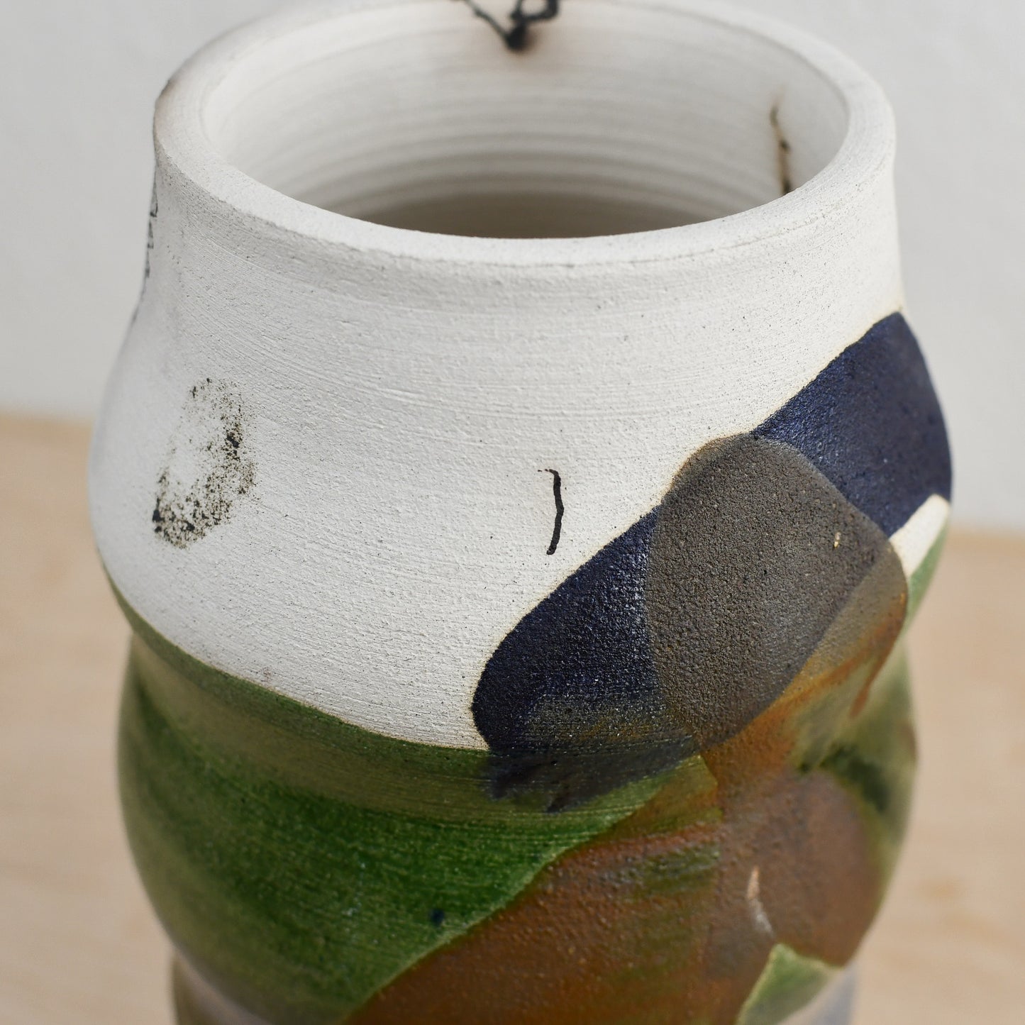 Blue and Green Raku Vase