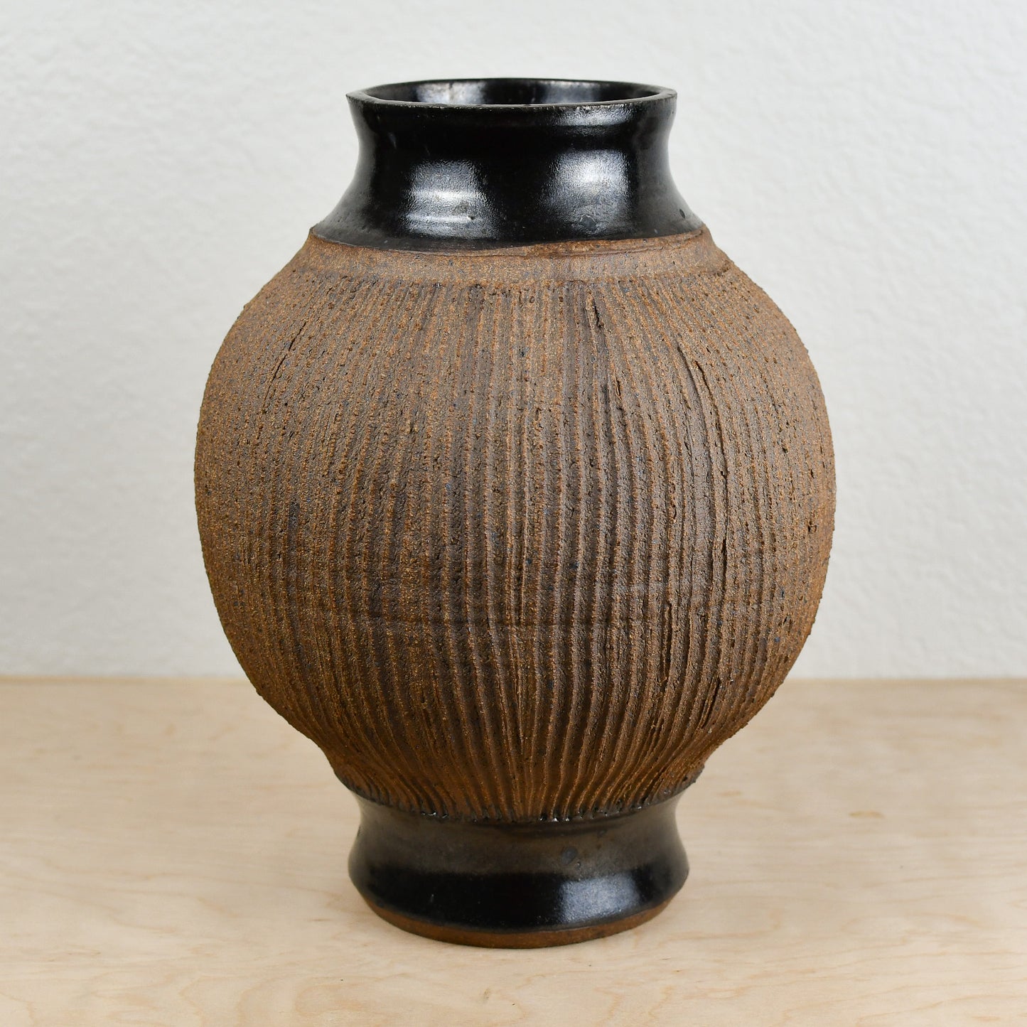 Black and Tan Fluted Vase